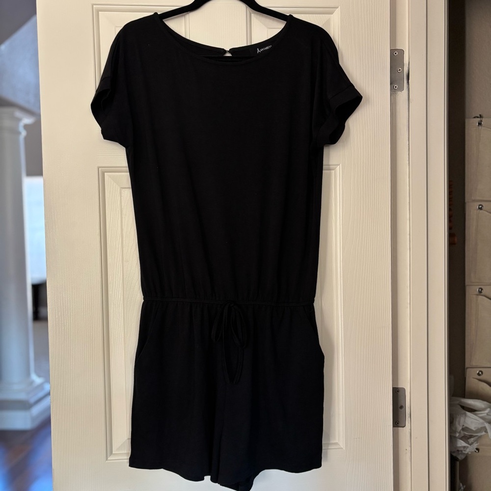 Anrabess Black Short Sleeve Romper